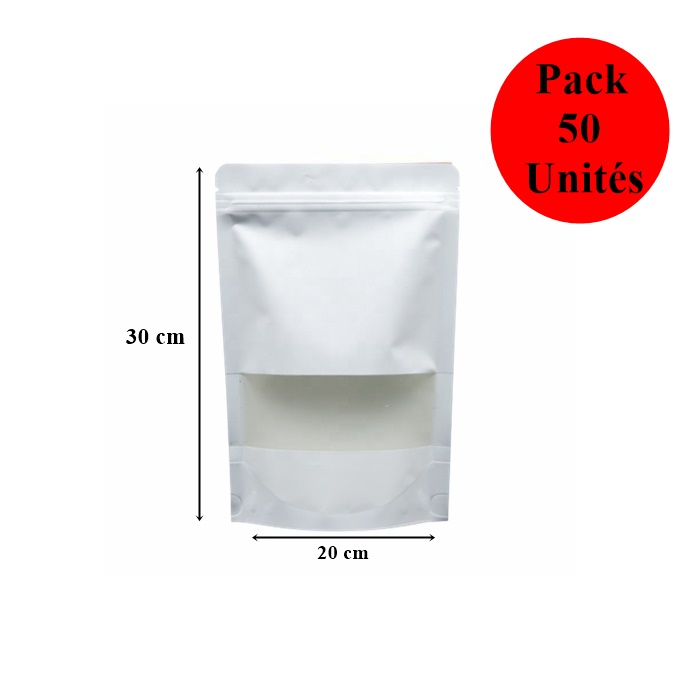 Pack de 50 Sachets ZIP Blanc - Emballage Maroc - Embalo