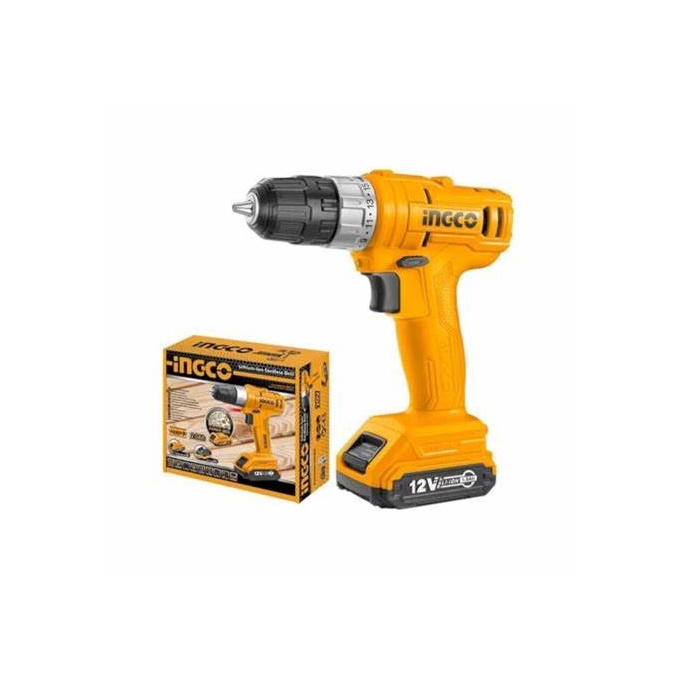 Set Perceuse + Visseuse à Impulsions Ingco 12V | 2 Batteries 1.5Ah | Sac Inclus | Pour Bricolage Et Montage